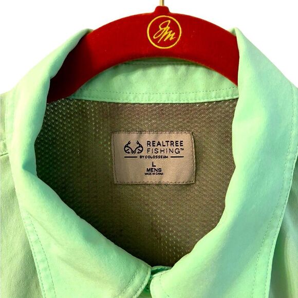 Realtree Fishing Lime Green Fishing Shirt with Texas A&M Logo Size Large 1 0394 - Picture 7 of 7